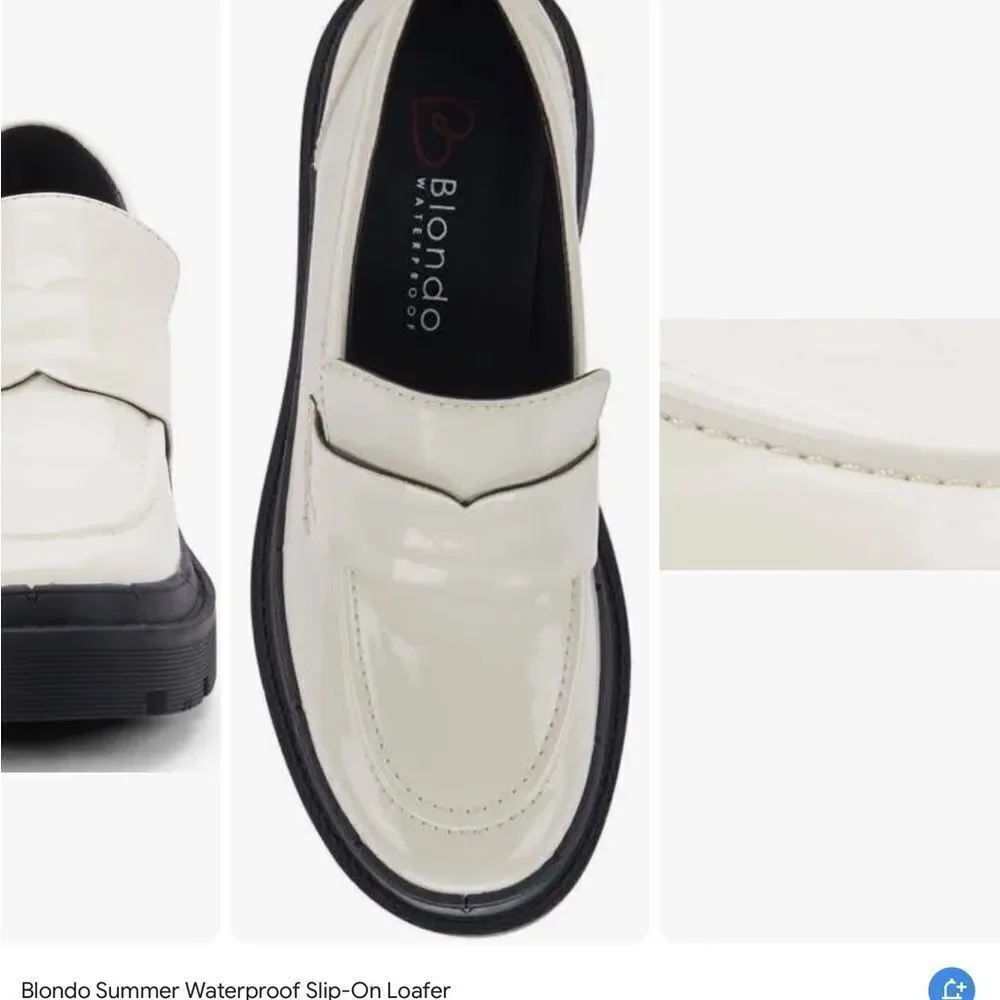 NEW WITH TAGS BLONDO SUMMER LEATHER‎ PLATFORM LOAFERS IN BONE